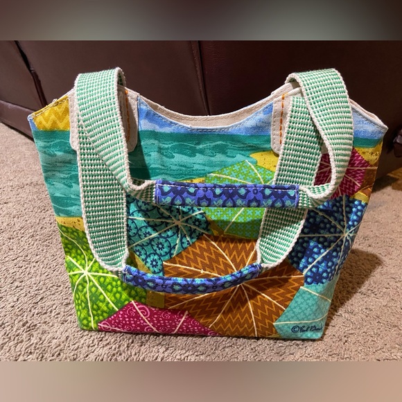 Sun ‘N' Sand Bag Purse Design By Paul Brent Beach Umbrellas Cotton Double Handle - Picture 1 of 14